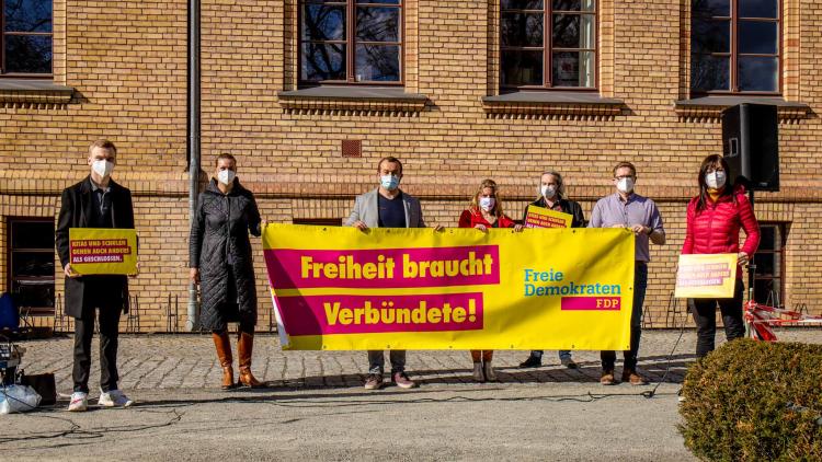 Die FDP Greifswald bei der Demonstration