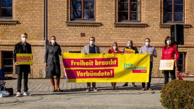 Die FDP Greifswald bei der Demonstration